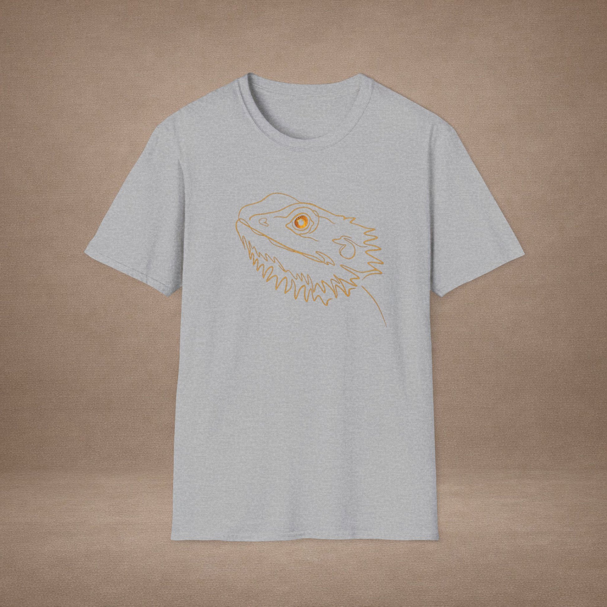 Amber Bearded Dragon single-line art with amber gold gem eye — Gold Gecko Co. Line & Gold collection (Dark)