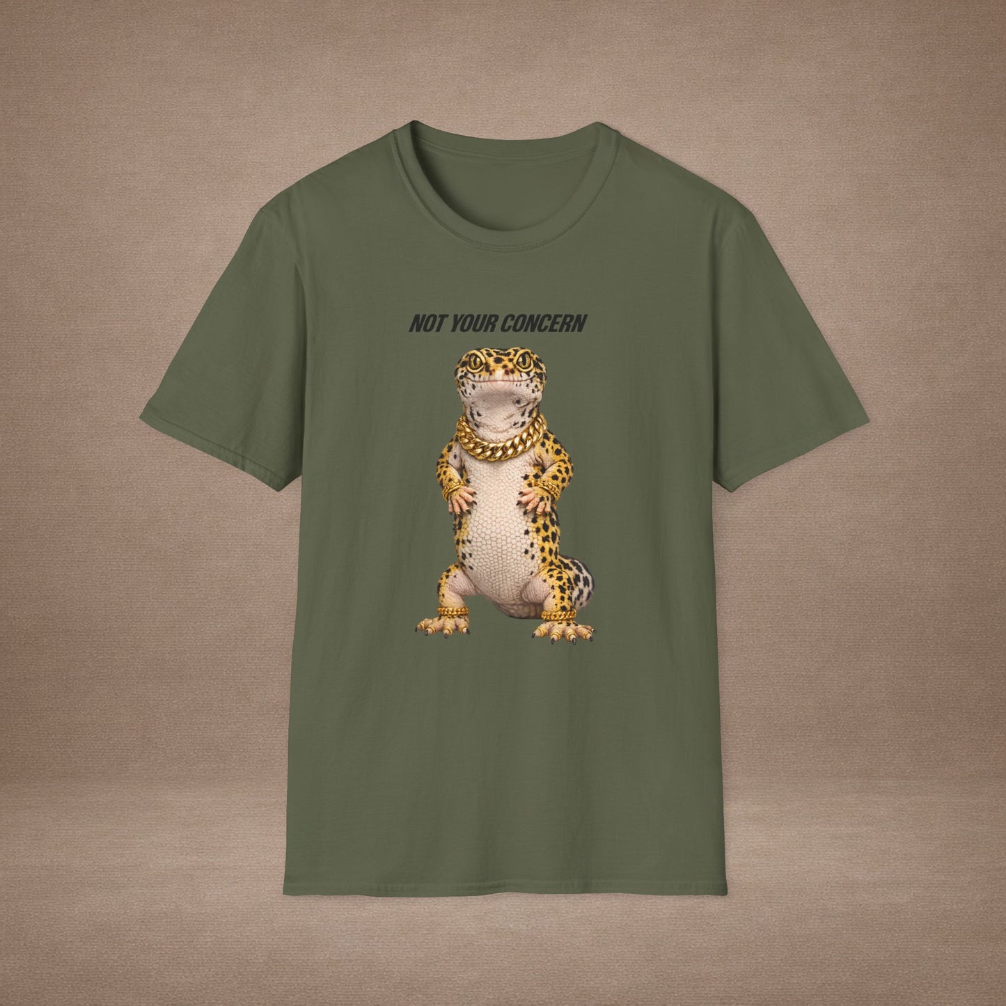DESIGN #4- bl - Not Your Concern — Leopard Gecko Tee black lettering
