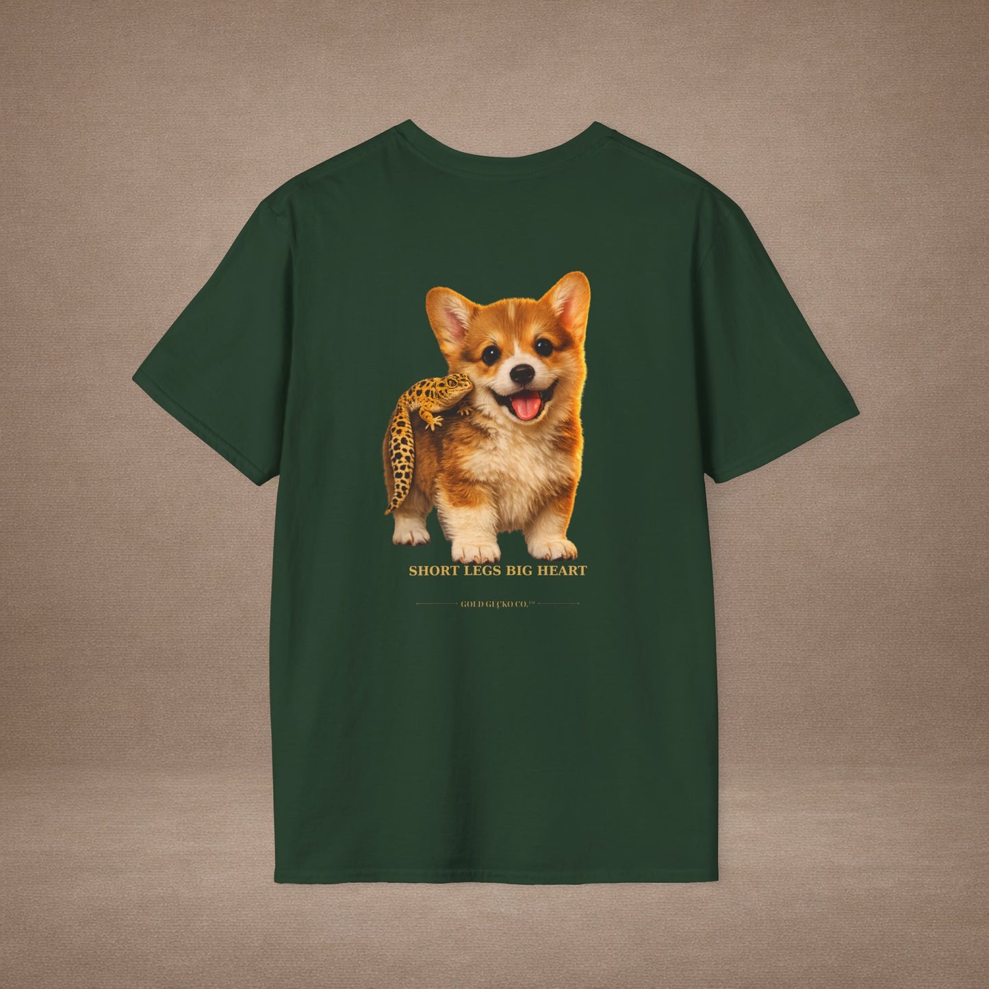 Corgi — Short Legs Big Heart — cinematic photoreal portraits of beloved dog breeds paired w. Gold Gecko Co. Puppies & Geckos collection.