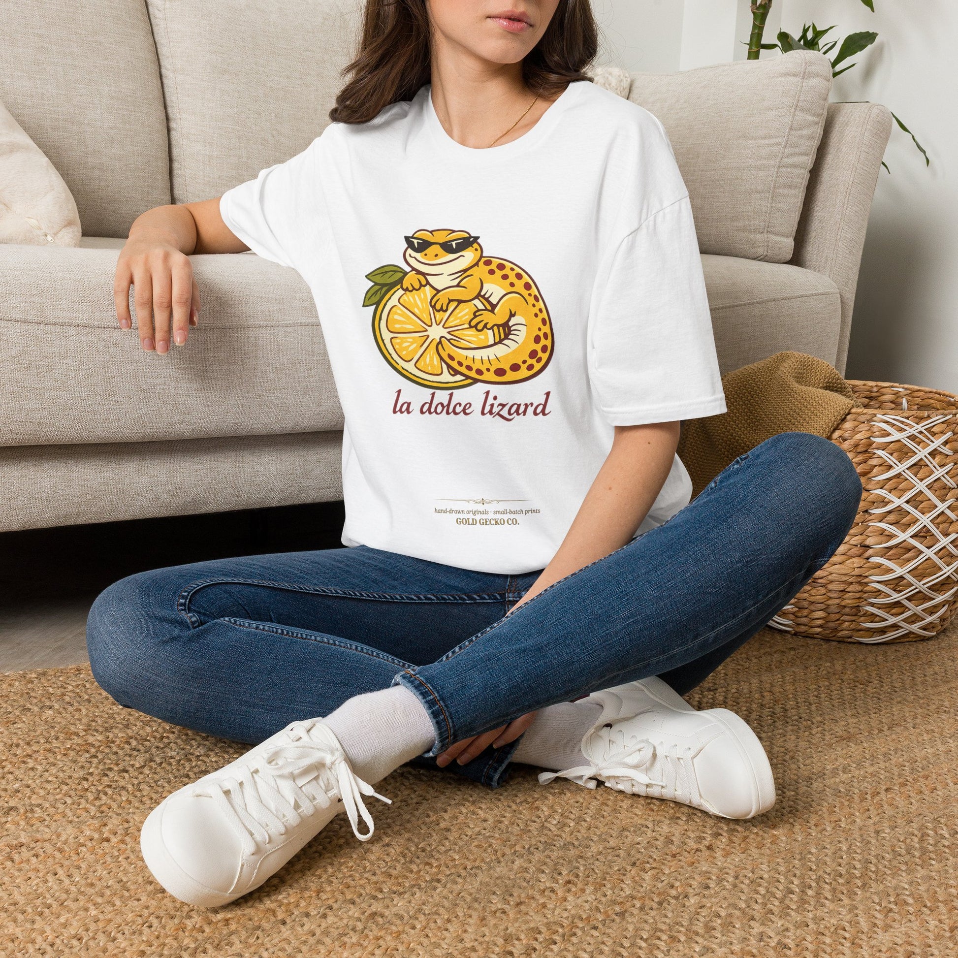 La Dolce Lizard Amalfi lemons Italian graphic t-shirt — Gold Gecko Co.