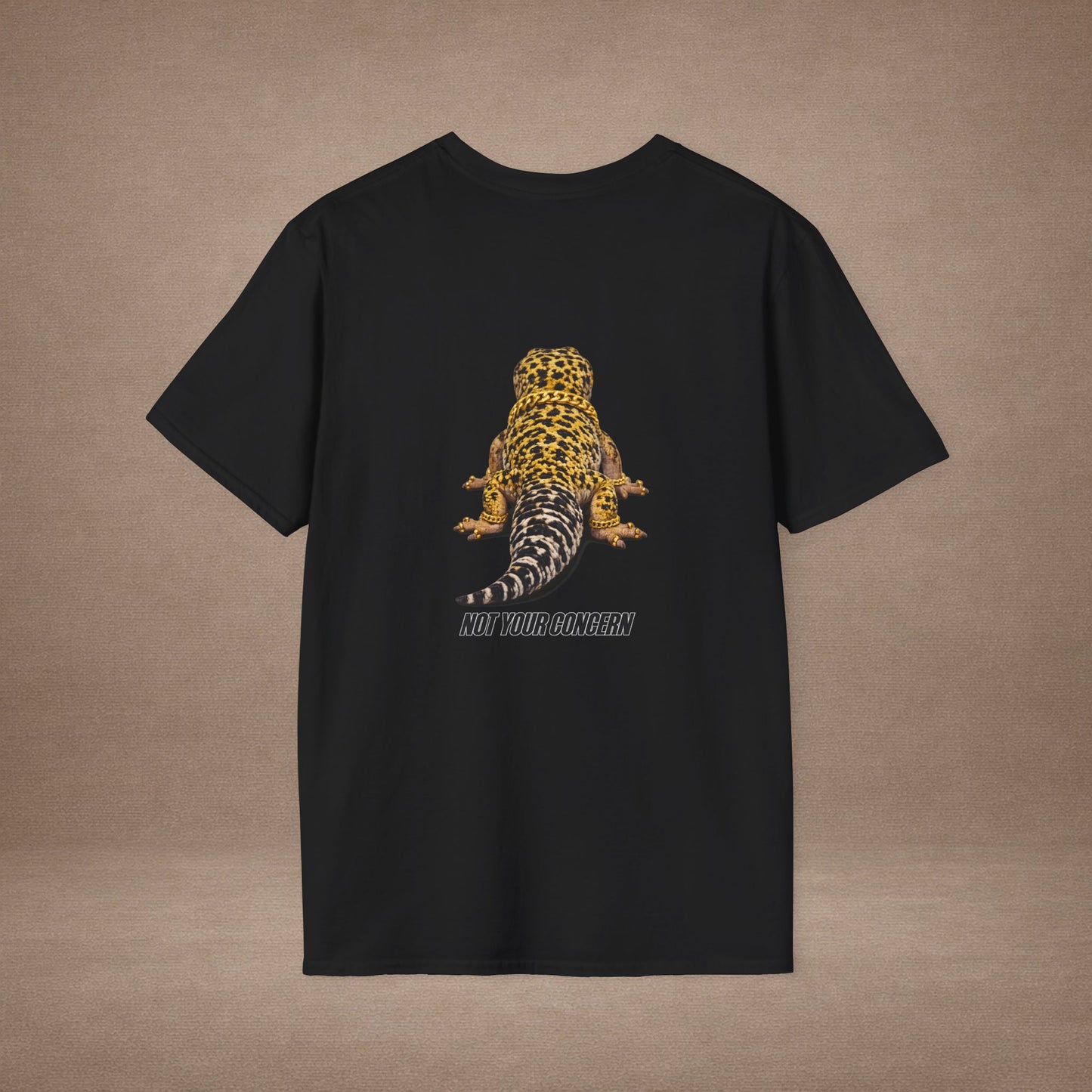 DESIGN #4- bl - Not Your Concern — Leopard Gecko Tee black lettering