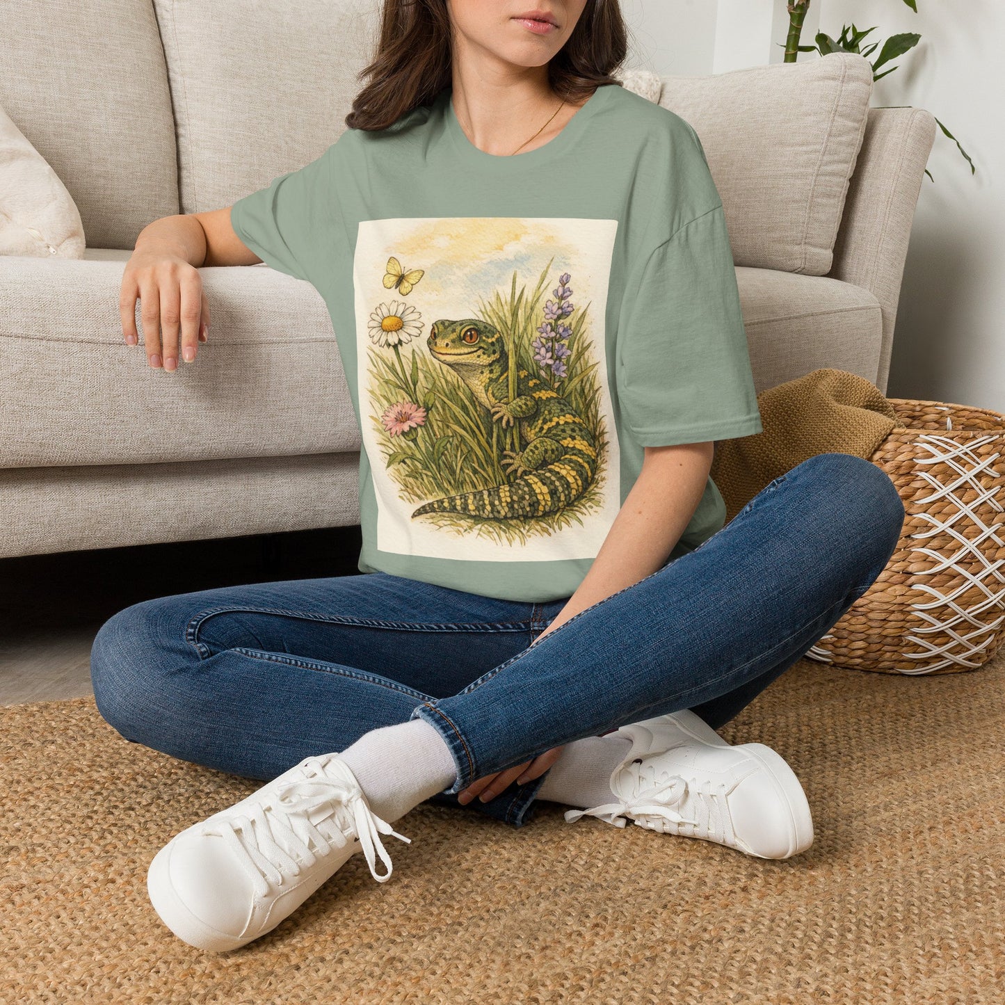 Field of Wildflowers cottagecore gecko t-shirt · Garden Gecko · Gold Gecko Co.
