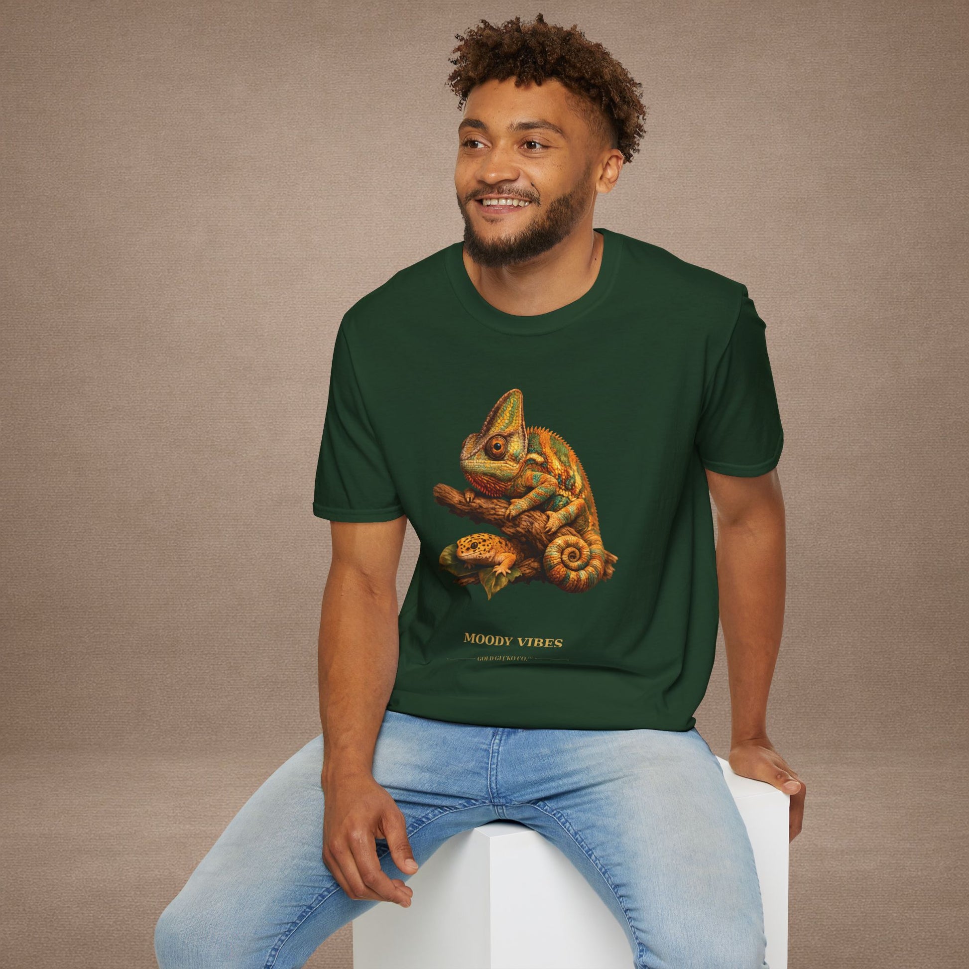 Chameleon — Moody Vibes — photoreal reptile portraits — the ultimate herp appreciation. Gold Gecko Co. Reptile Roll Call collection.