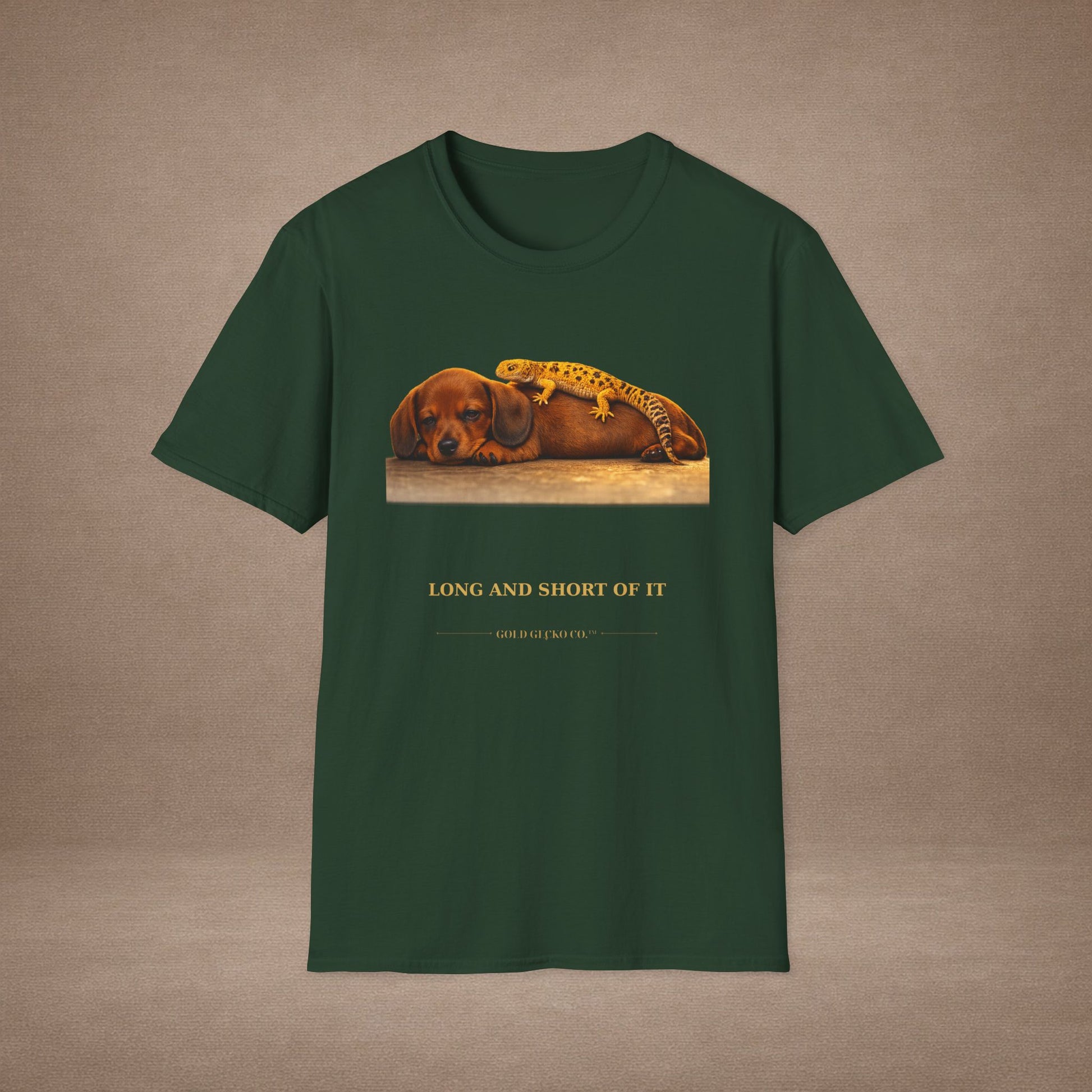 Dachshund — Long And Short Of It — cinematic photoreal portraits of beloved dog breeds paired w. Gold Gecko Co. Puppies & Geckos collection.