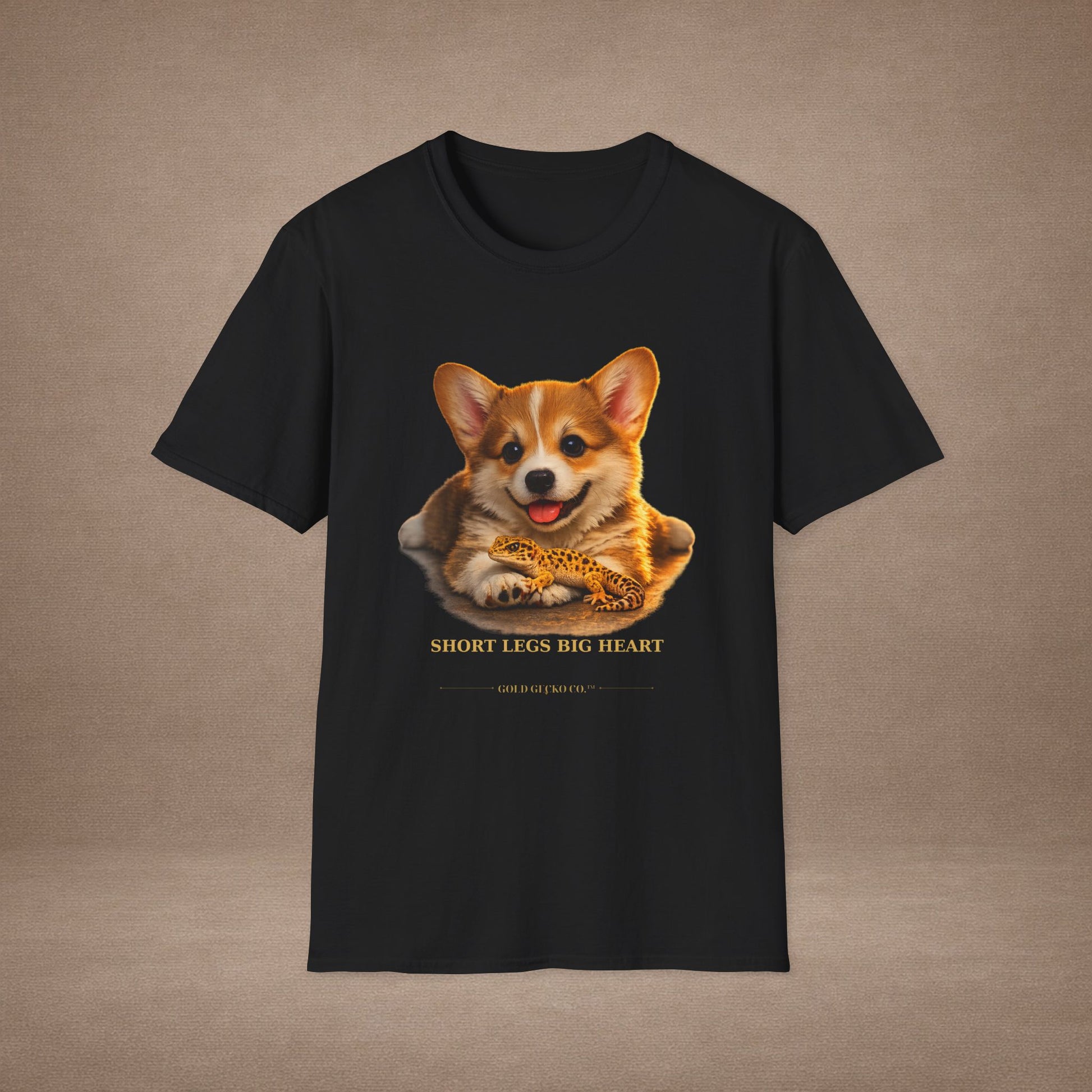 Corgi — Short Legs Big Heart — cinematic photoreal portraits of beloved dog breeds paired w. Gold Gecko Co. Puppies & Geckos collection.