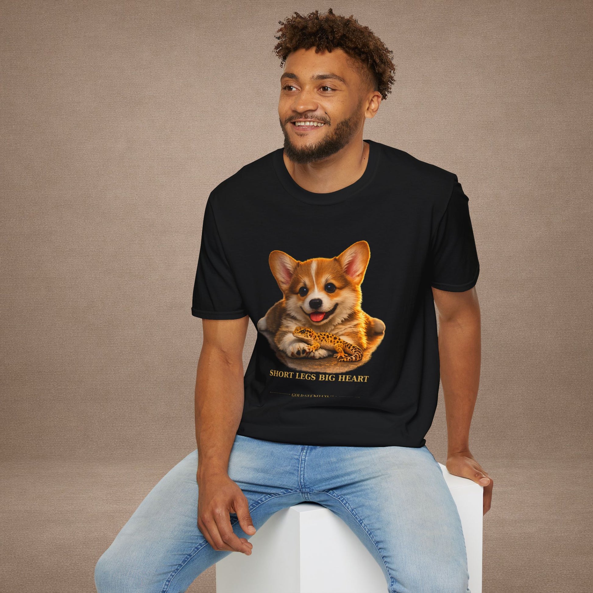 Corgi — Short Legs Big Heart — cinematic photoreal portraits of beloved dog breeds paired w. Gold Gecko Co. Puppies & Geckos collection.