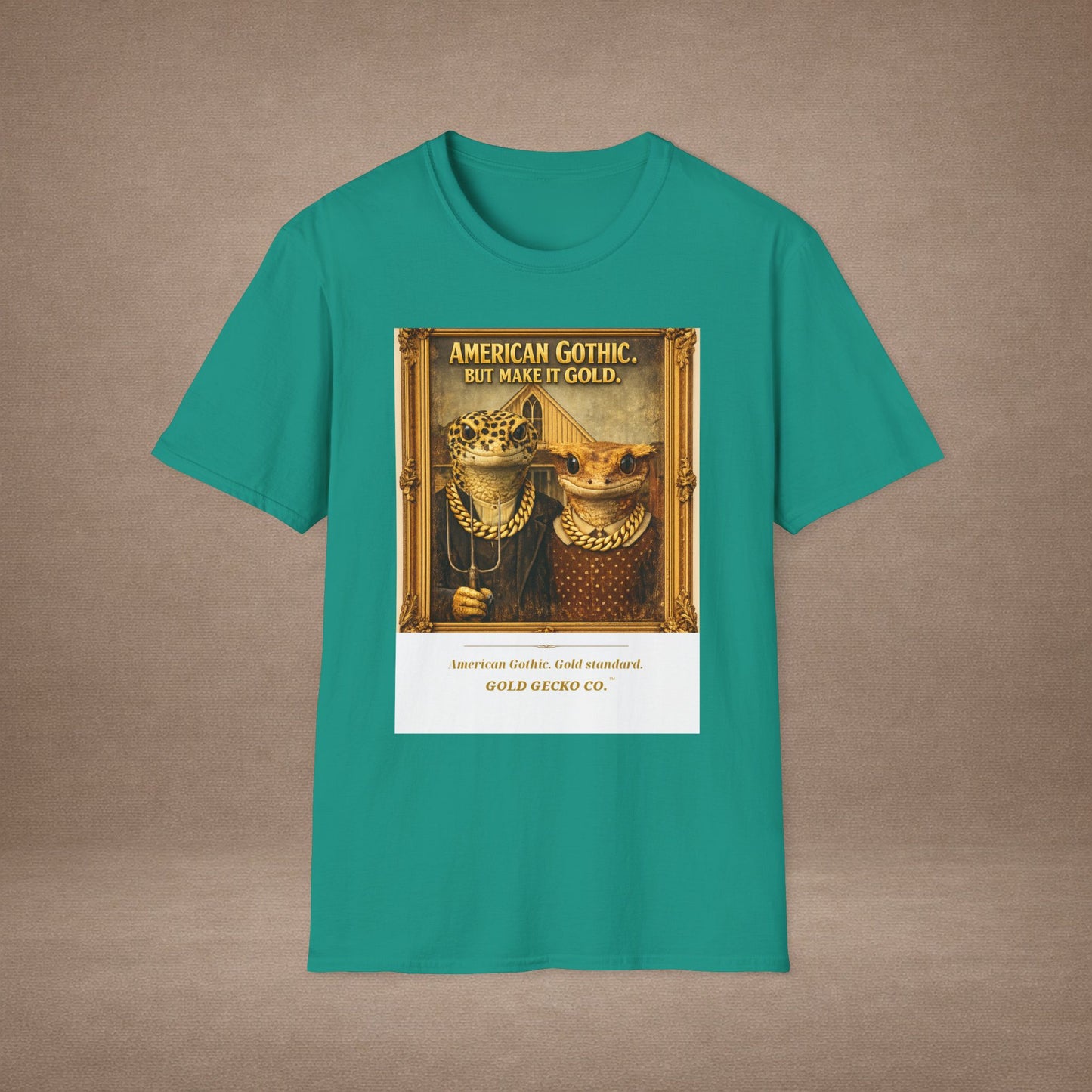 Design #col19-2 American Gothic Gecko — Fine Art Tee