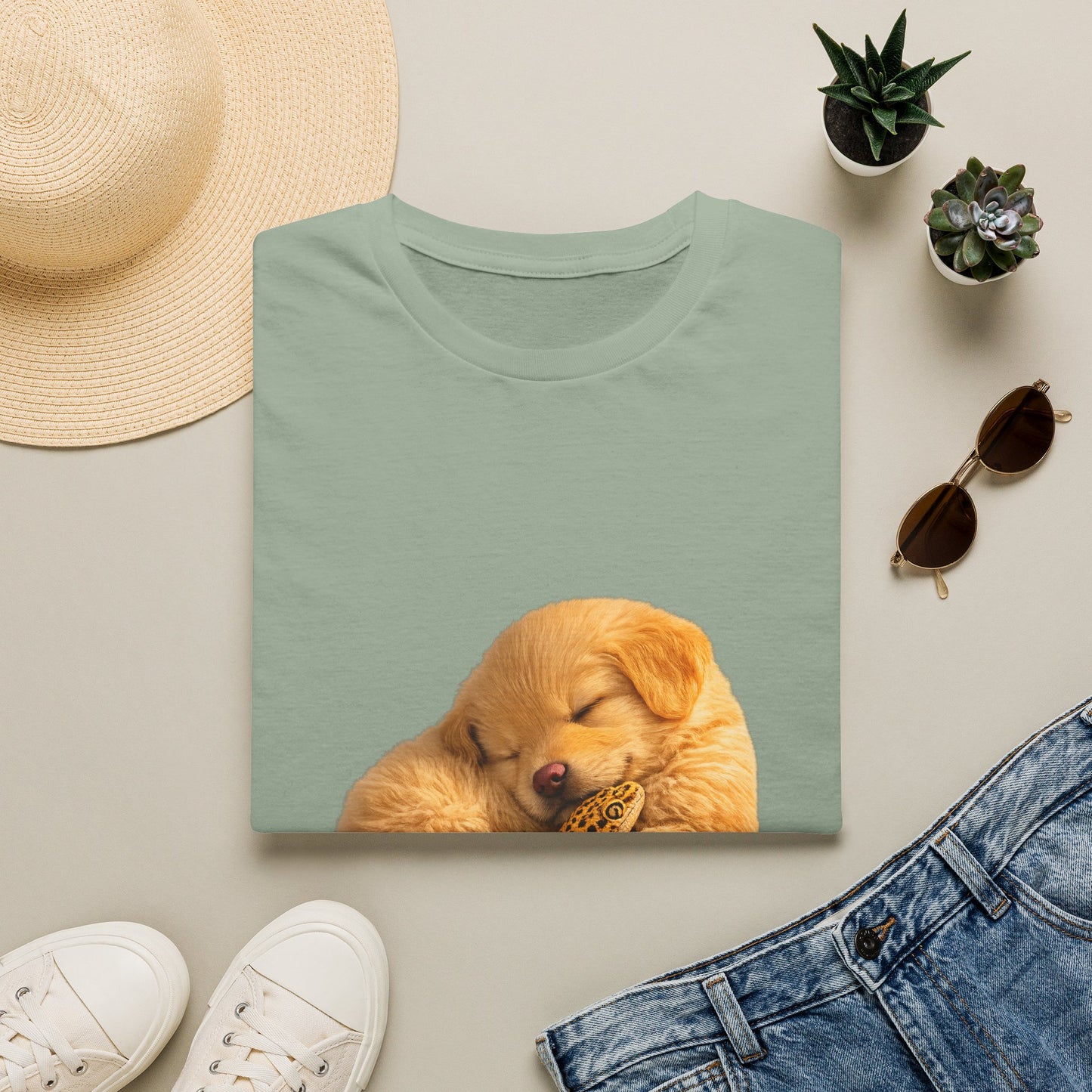 Golden Retriever — Nap Buddies — cinematic photoreal portraits of beloved dog breeds paired w. Gold Gecko Co. Puppies & Geckos collection.