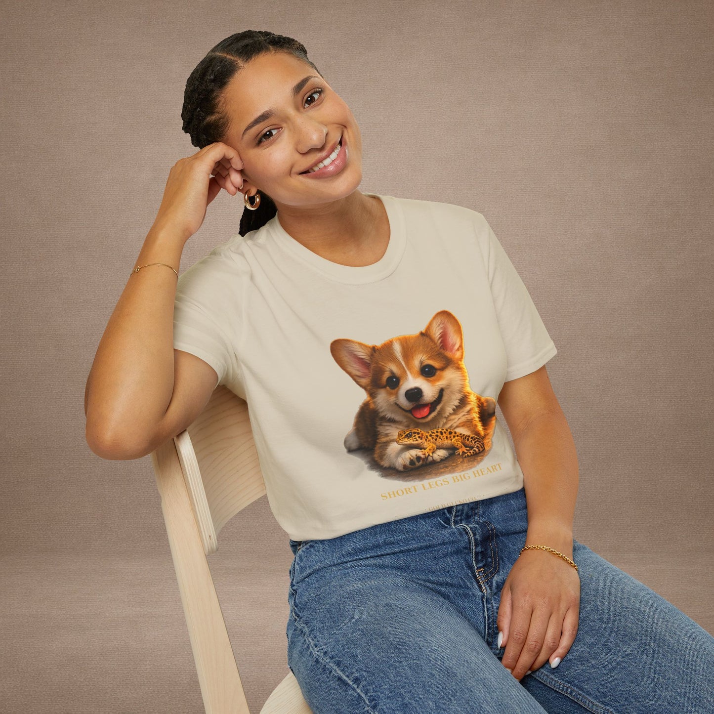 Corgi — Short Legs Big Heart — cinematic photoreal portraits of beloved dog breeds paired w. Gold Gecko Co. Puppies & Geckos collection.
