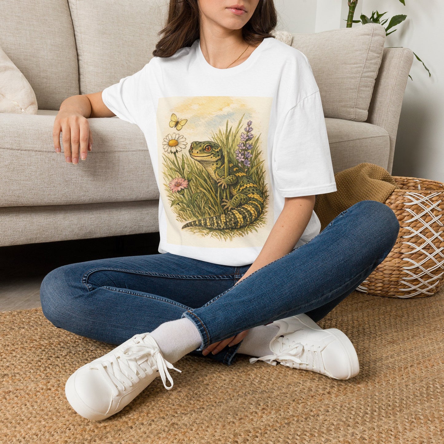 Field of Wildflowers cottagecore gecko t-shirt · Garden Gecko · Gold Gecko Co.