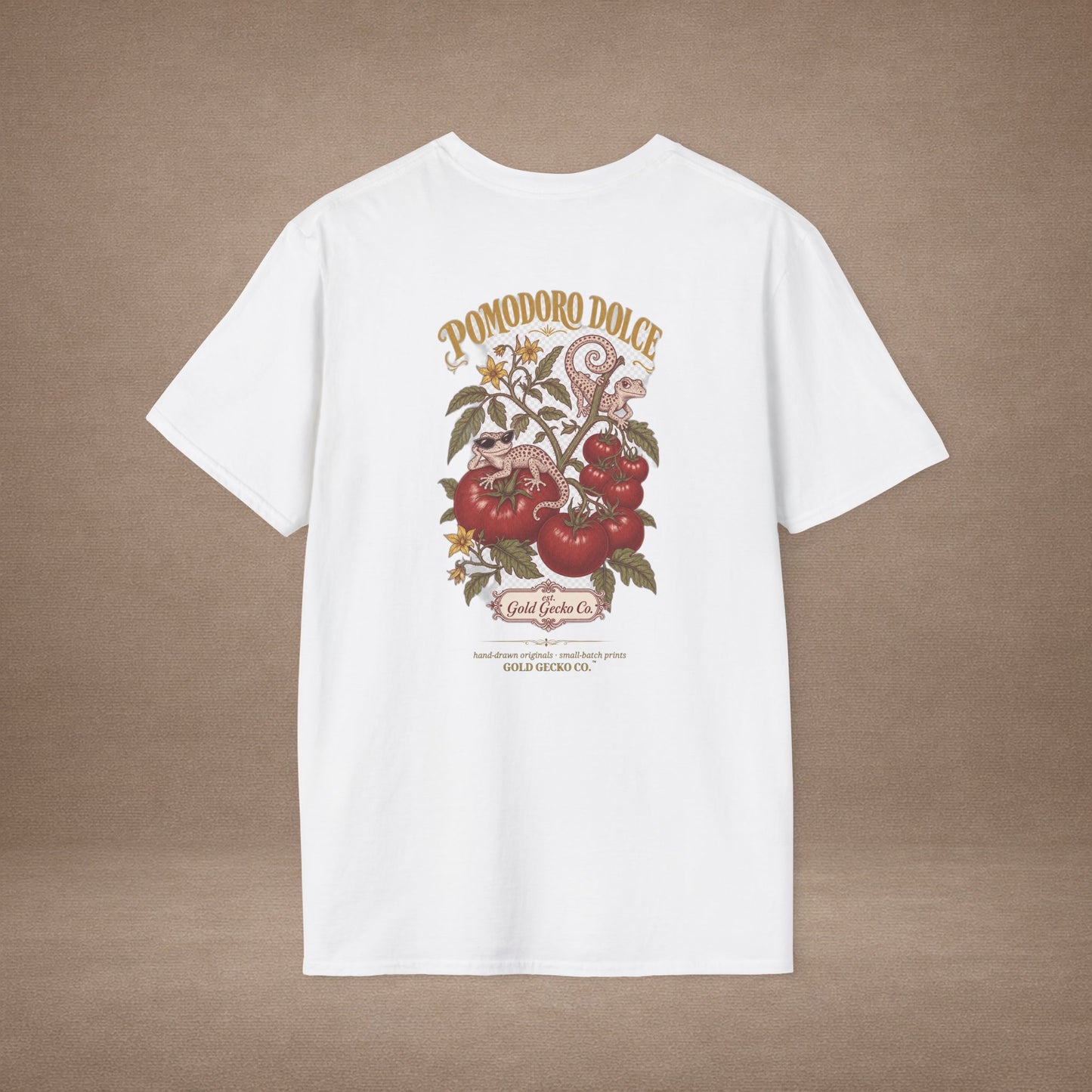Pomodoro Dolce Italian tomato & basil graphic t-shirt — Gold Gecko Co.