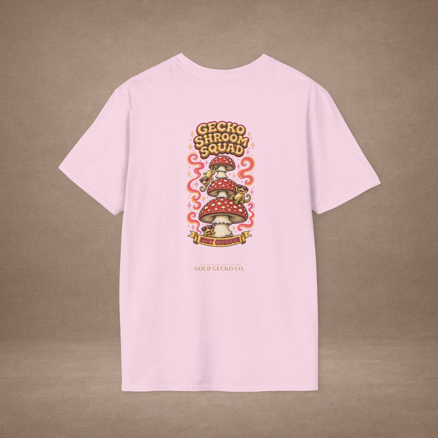 Shroomin' Around cottagecore mushroom & gecko t-shirt — Gold Gecko Co.