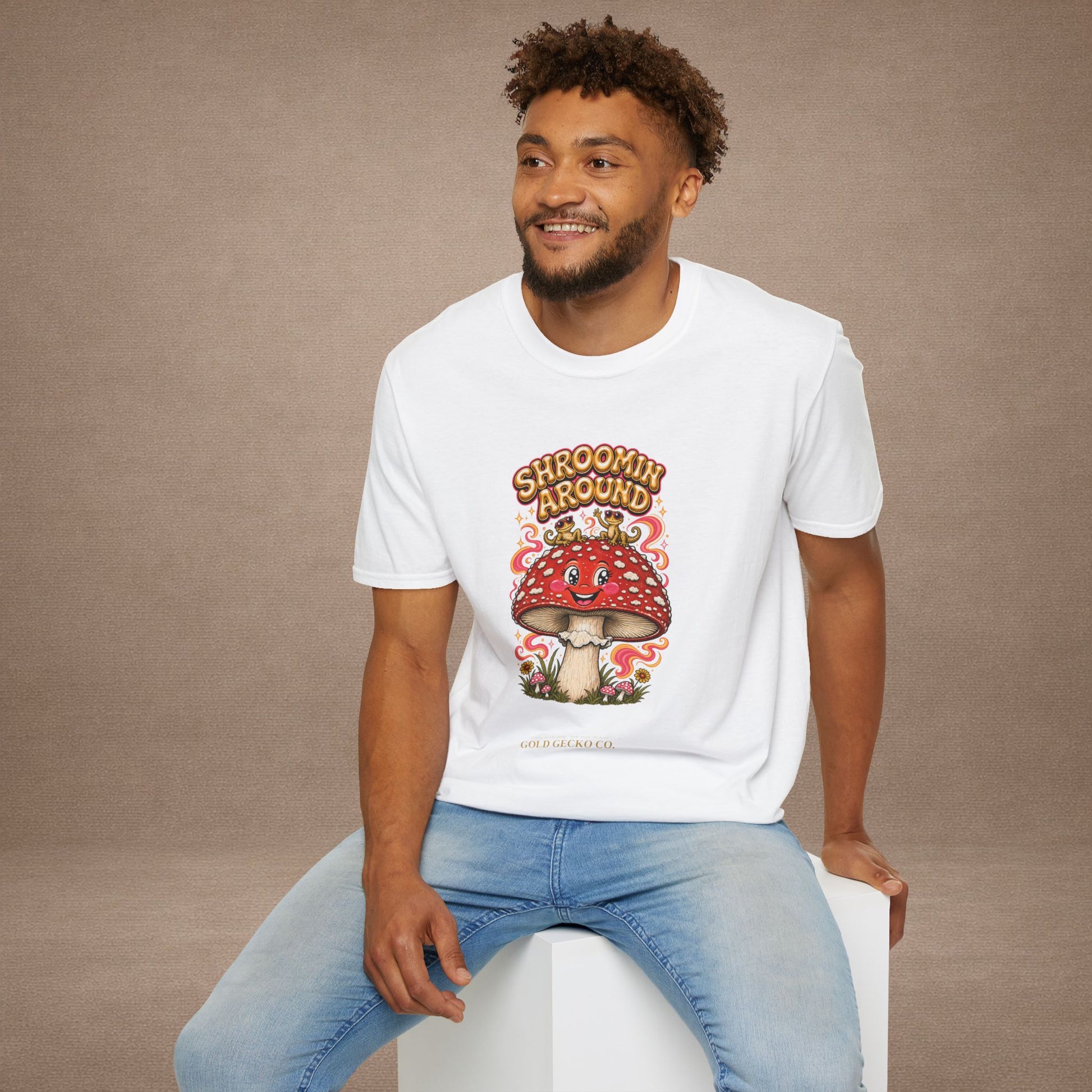 Shroomin' Around cottagecore mushroom & gecko t-shirt — Gold Gecko Co.