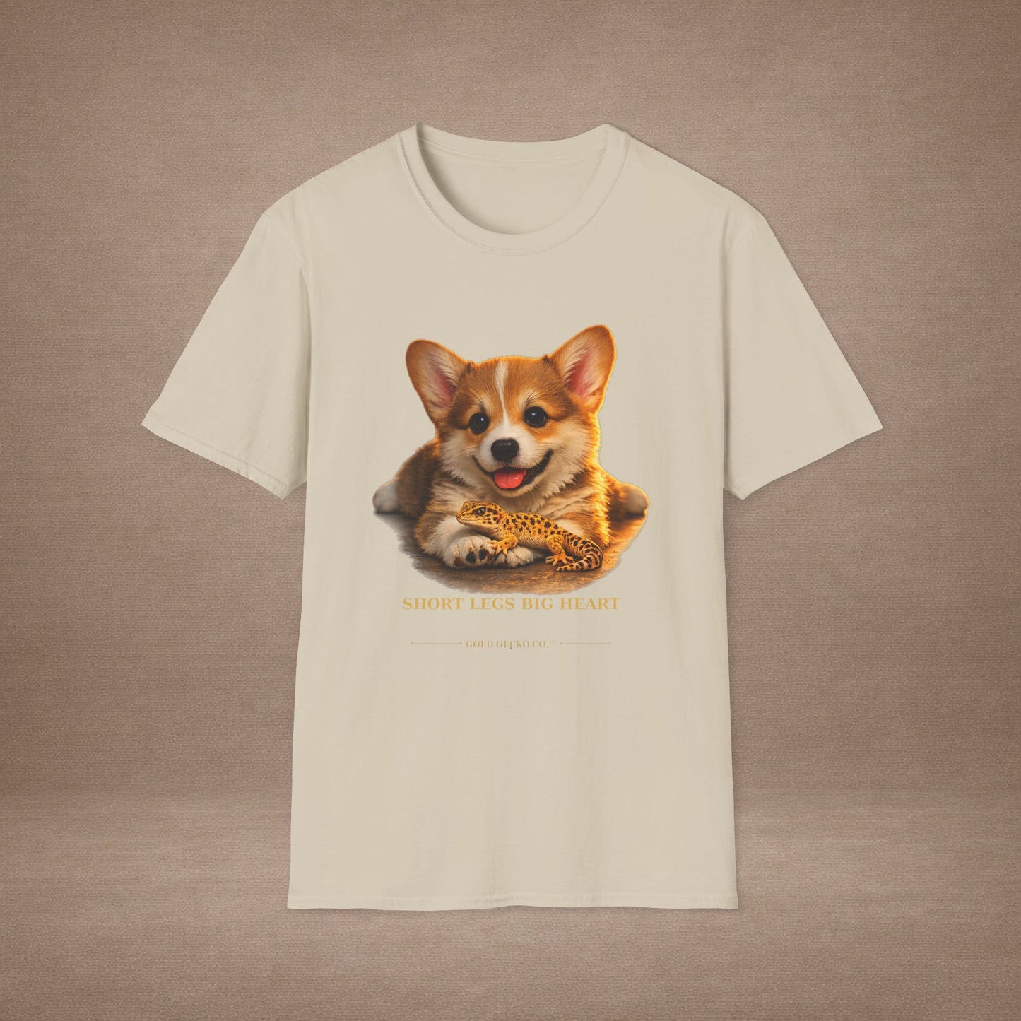 Corgi — Short Legs Big Heart — cinematic photoreal portraits of beloved dog breeds paired w. Gold Gecko Co. Puppies & Geckos collection.