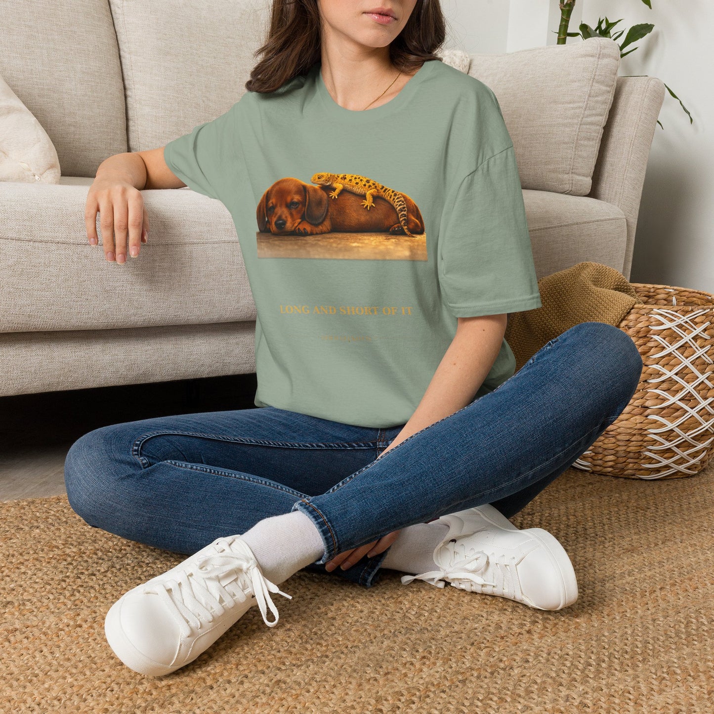 Dachshund — Long And Short Of It — cinematic photoreal portraits of beloved dog breeds paired w. Gold Gecko Co. Puppies & Geckos collection.