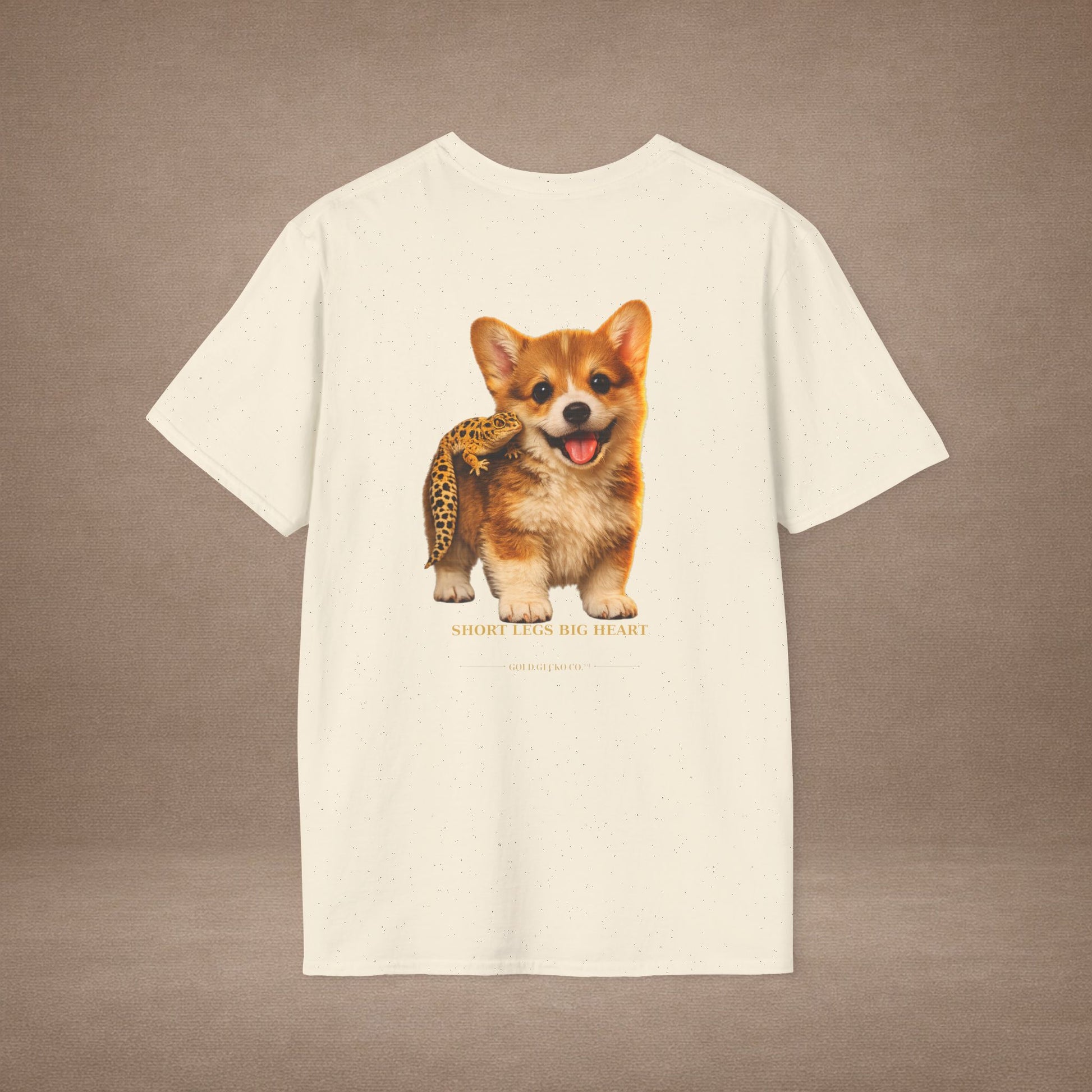 Corgi — Short Legs Big Heart — cinematic photoreal portraits of beloved dog breeds paired w. Gold Gecko Co. Puppies & Geckos collection.