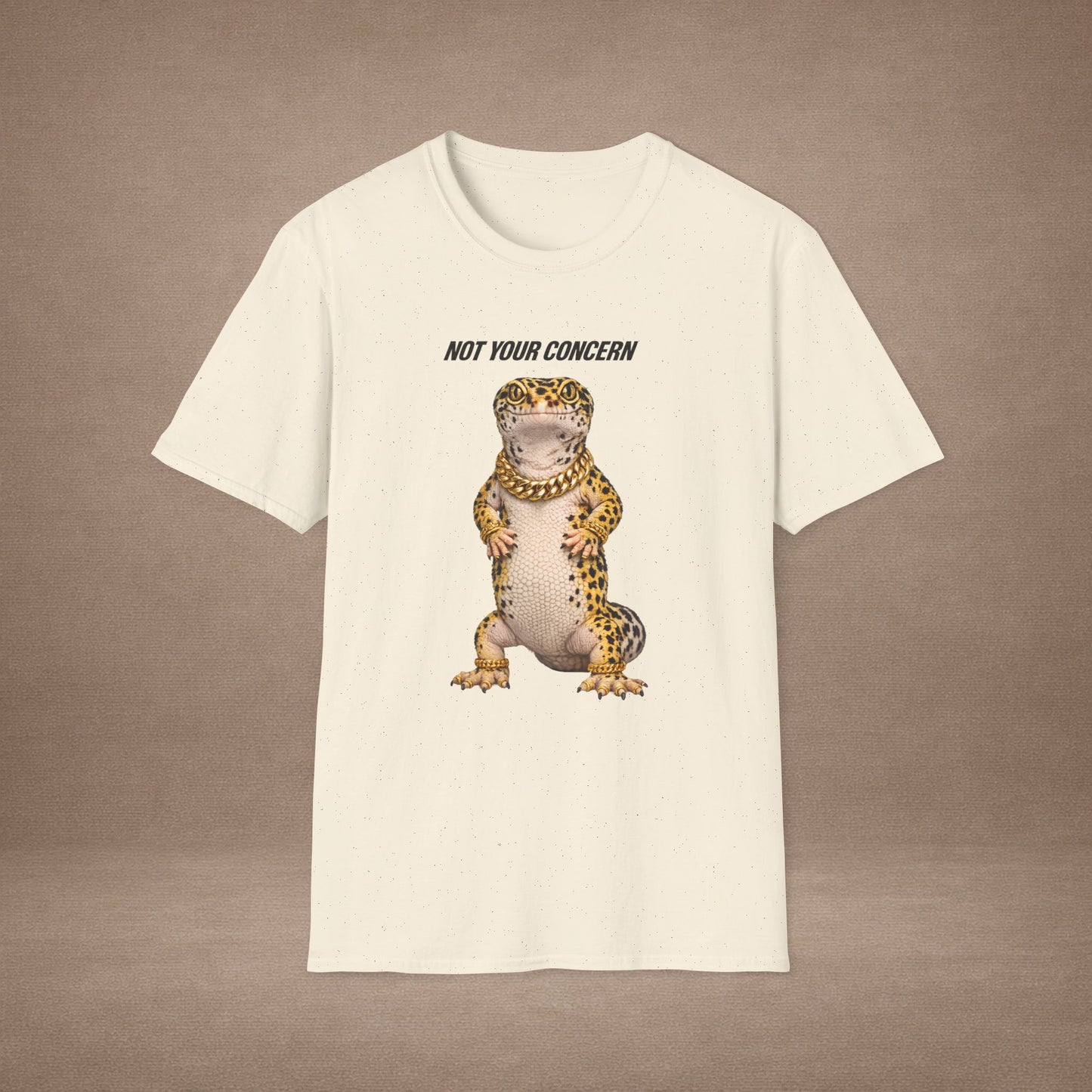 DESIGN #4- bl - Not Your Concern — Leopard Gecko Tee black lettering