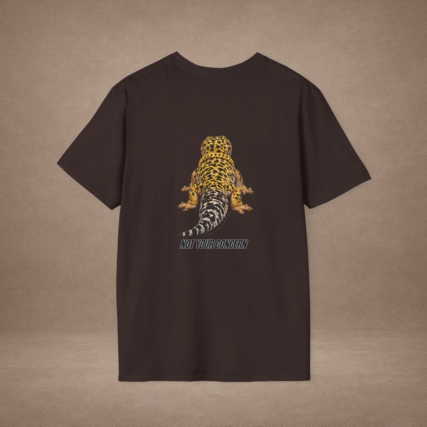 DESIGN #4- bl - Not Your Concern — Leopard Gecko Tee black lettering