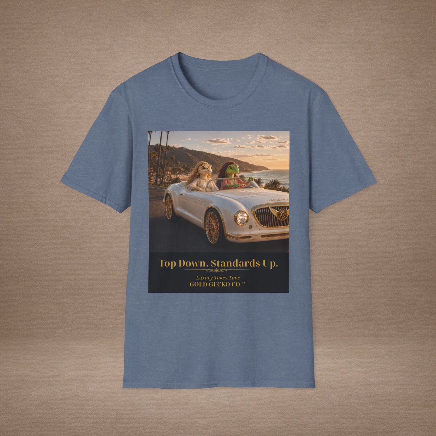 Col1142-05-V5-TS-Gildan64000-TopDownStandardsUp-RollsConvertible-MultiGecko-Realistic-GoldGeckoCo