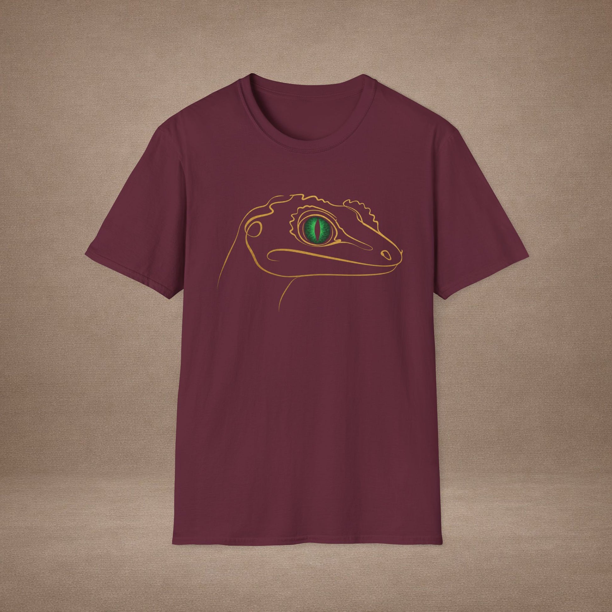 Emerald Gecko single-line art with emerald green gem eye — Gold Gecko Co. Line & Gold collection (Dark)